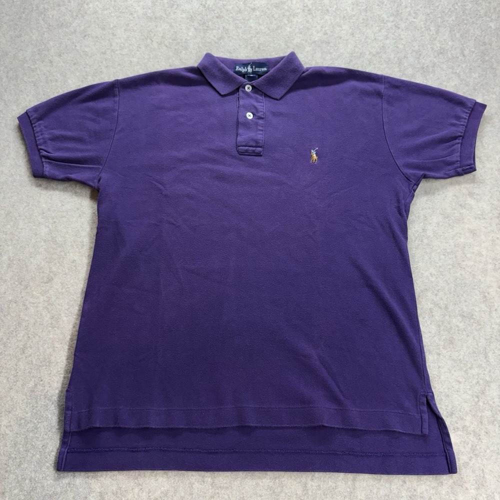 Ralph Lauren Golf Polo Short Sleeve Shirt Mens Small Purple Cotton High Low Hem
